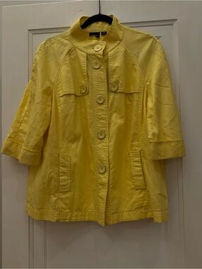 Tribal Women's Yellow Lightweight Button Front Swing Jacket 3/4 Sleeve size 10